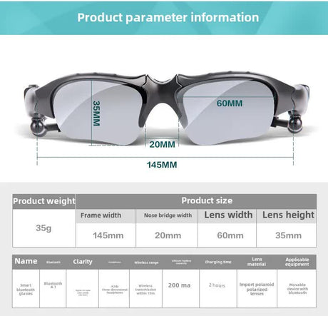 Brown Bluetooth Sunglasses with Wireless Earbuds for Music and Calls