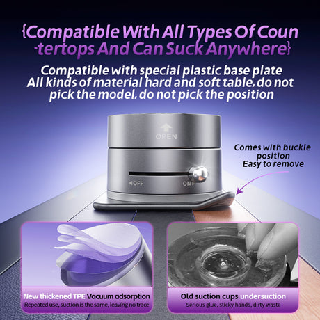Black Foldable Vacuum Suction Phone Stand for Navigation and Calls