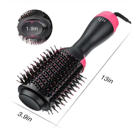 Gold 3-in-1 Hot Air Brush Hair Dryer & Styler - Volumizer, Straightener, Curler