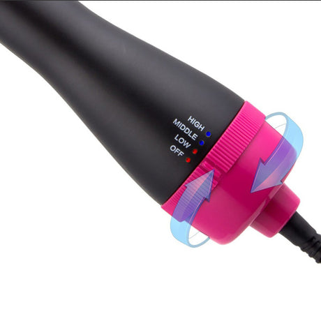Gold 3-in-1 Hot Air Brush Hair Dryer & Styler - Volumizer, Straightener, Curler