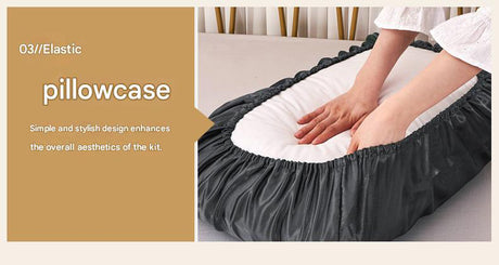 Gray Silky Satin Pillowcase Pair - Smooth for Hair & Skin, Elastic Fitted (46x70+16cm)