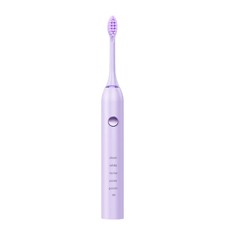 Advanced Sonic Toothbrush: 5 Cleaning Modes, 2-Min Timer, USB Fast Charge, Purple (4 brush heads + bracket + toothbrush box)