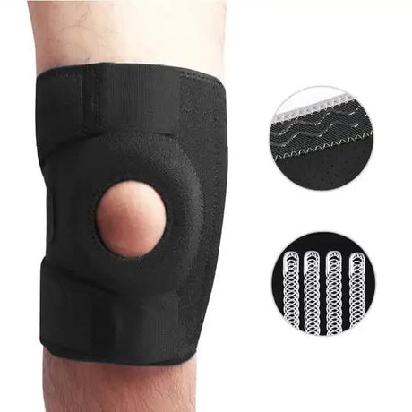 Blue Adjustable Knee Brace Support (Pair) with Dual Spring Stabilizers & Patella Gel Pad - Non-Slip for Sports Running Hiking