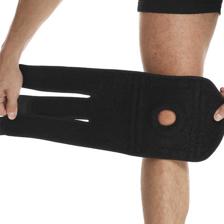 Blue Adjustable Knee Brace Support (Pair) with Dual Spring Stabilizers & Patella Gel Pad - Non-Slip for Sports Running Hiking