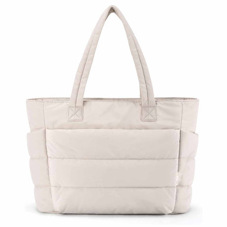 Beige Large Capacity Nylon Tote Bag for Women - Fashionable Travel Shoulder & Crossbody Handbag