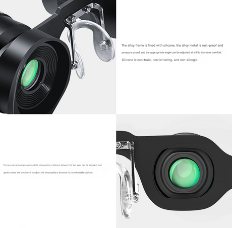 10x Telescope + Tri-colour Polarised Lens 10x HD Fishing Binocular Glasses - Polarized Zoom for Float Watching