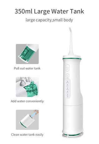 White Home Electric Oral Irrigator - Portable Water Flosser for Teeth Cleaning