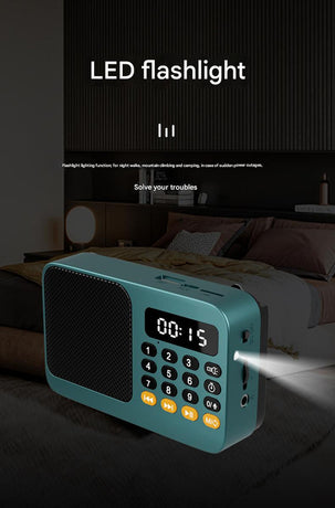 Portable Digital Music Player & FM Radio,4 Playback Modes, LED Flashlight(Red)