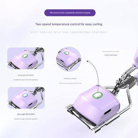 Heated Eyelash Curler with 2 Temperature Controls, Long-Lasting Curl(white)