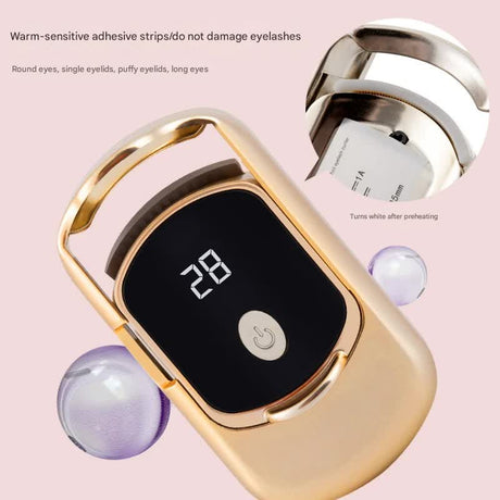 Rechargeable Electric Heated Eyelash Curler - 55C Constant Temperature, LED Display, Gentle Curling(White)