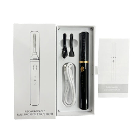 Rechargeable Heated Eyelash Curler Wand - 3 Temperature Gears, Type-C Charging, All-Day Curl(Black)