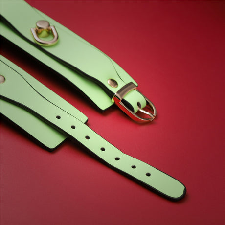 Adjustable PU Leather Bondage Cuff - Wrist/Ankle Restraint, Sold Individually(Luminous green-anklet)