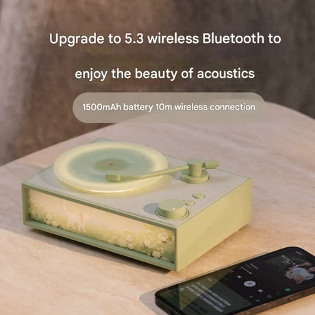 Retro Vinyl Record Player Bluetooth Speaker with Illuminated Art Panel & Aroma Diffuser(Yellow)