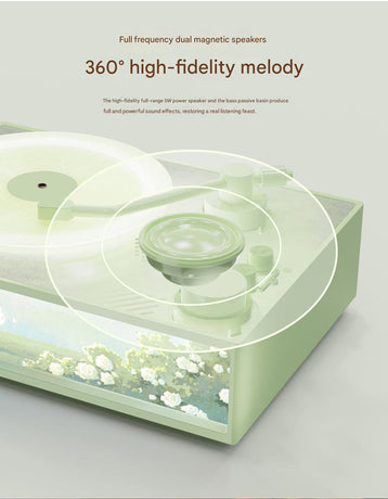 Retro Vinyl Record Player Bluetooth Speaker with Illuminated Art Panel & Aroma Diffuser(Yellow)