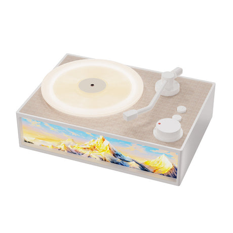 Retro Vinyl Record Player Bluetooth Speaker with Illuminated Art Panel & Aroma Diffuser(White)