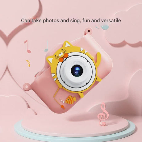Digital Camera with Cute Cat Silicone Case - Dual Lens, 96MP, HD Screen & Music Playback(pink)
