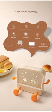 Adorable Toast-Shaped Digital Alarm Clock with Night Light & Phone Stand - Multifunctional Kids Clock(brown)