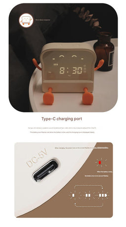 Adorable Toast-Shaped Digital Alarm Clock with Night Light & Phone Stand - Multifunctional Kids Clock(brown)
