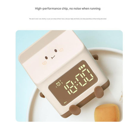 Cute Milk Carton Digital Alarm Clock with Countdown Timer & Snooze - USB-C Rechargeable(Green)