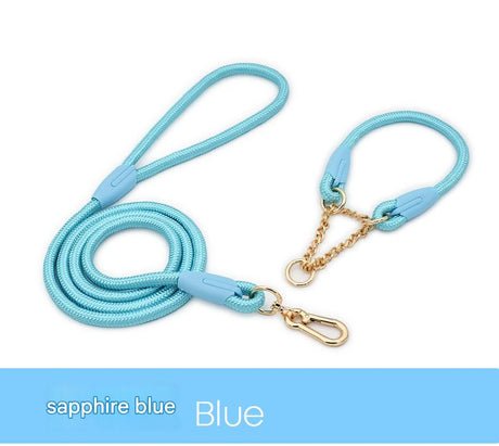 Blue Durable Nylon P-Collar Dog Training Set - Heavy Duty Leash & Martingale Collar (Size : M)