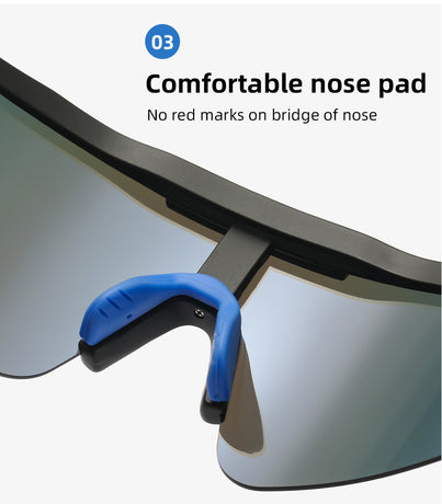 Blue Lenses With Black Temples Ultra-Light Polarized Sports Sunglasses - Wraparound Shield Design for Cycling & Outdoor Performance