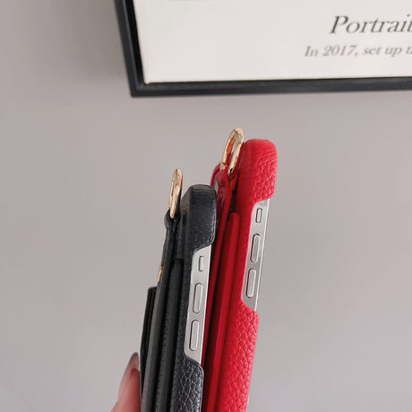 Red Chic PU Leather Crossbody Wallet Case for iPhone 16 Pro Max - Card Holder with Detachable Strap & Finger Ring Grip