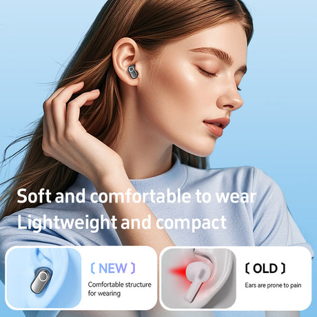 Black Feather-Light TWS Earbuds - Bluetooth 5.4, Hi-Fi Sound, LED Display Case, 60H+ Playtime, Touch Control