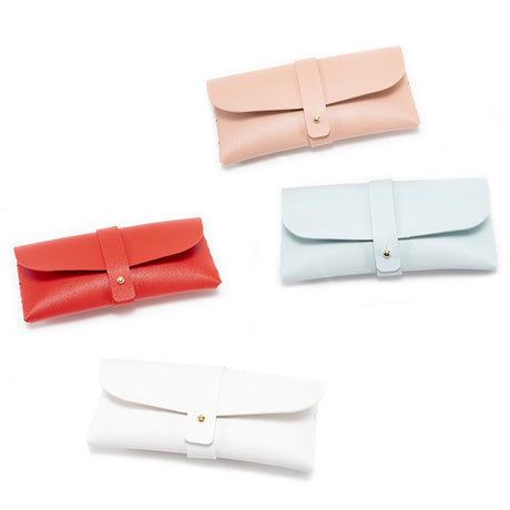 Red Chic & Sleek PU Leather Soft Eyeglass Case - Protective Pouch for Sunglasses & Reading Glasses