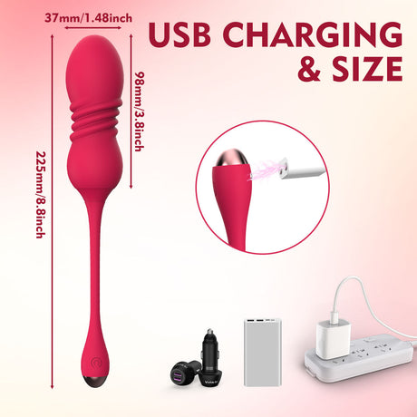 Purple ThrustWave Remote Control Vibrating & Telescopic Pleasure Egg - 12 Vibe & 3 Thrust Modes, Wearable Fun