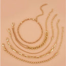 A Silver five-piece set Chic Multi-Layered Alloy Bracelet Set - Fashionable Stackable Jewelry