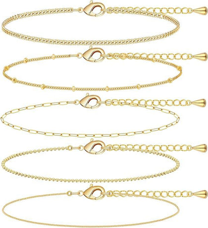 A Silver five-piece set Chic Multi-Layered Alloy Bracelet Set - Fashionable Stackable Jewelry