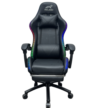 Gaming Chair With Headrest and Foot Rest LED Light - Blue