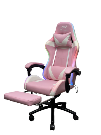 Gaming Chair With Headrest and Foot Rest LED Light - Blue