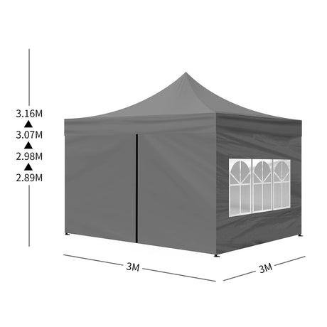 Mountview 3x3M Gazebo Outdoor Pop Up Tent Folding Marquee Camping Canopy Grey