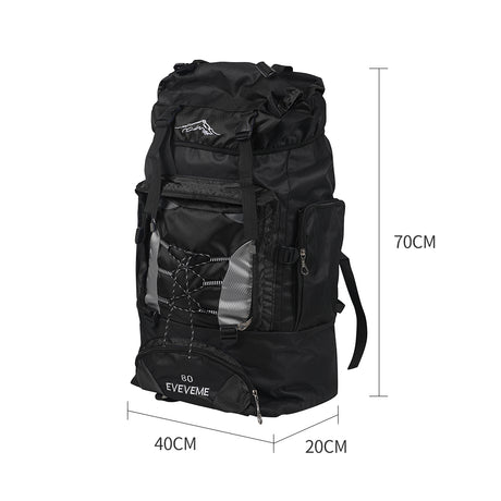 Black 80L Large Waterproof Travel Backpack Camping Outdoor Hiking Luggage