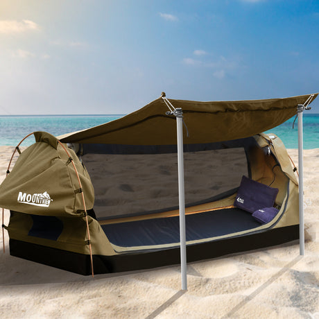 Mountview Double Swag Camping Swags Canvas Dome Tent Free Standing Navy