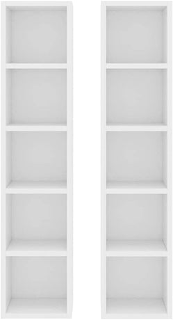 2X CD Cabinets Home Office Living Room Media Display Shelf Storage Cabinet Bookshelf Bookcase Stand Unit Rack White Chipboard