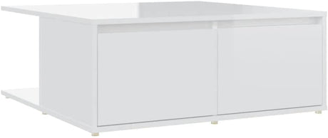 Coffee Table Home Indoor Living Room Storage Drawer Accent End Coffee Side Couch Center Table Furniture High Gloss Grey Chipboard