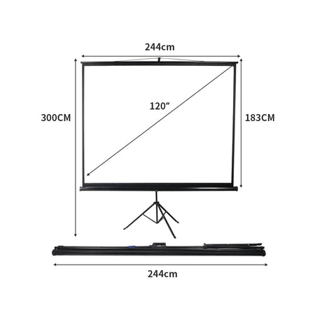120 Inch Projector Screen Tripod Stand Home Outdoor Screens Cinema Portable HD3D
