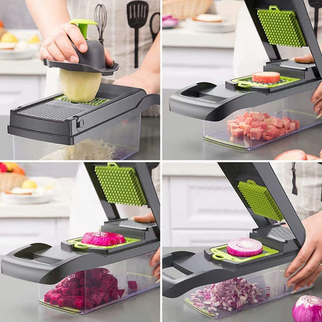 Vegetable Chopper,BRITOR Mandoline Slicer Cutter Chopper and Grater 14 in 1 Vegetable Slicer Potato Onion Chopper Veggie Chopper Dicer with Container (Gray)