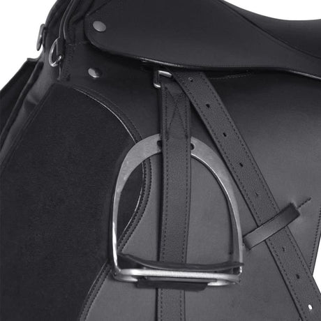Horse Riding Saddle Set Real Leather 5-in-1 Black/Brown Multi Sizes Black 7.1” (18 cm)