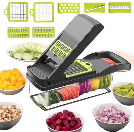 Vegetable Chopper,BRITOR Mandoline Slicer Cutter Chopper and Grater 14 in 1 Vegetable Slicer Potato Onion Chopper Veggie Chopper Dicer with Container (Gray)