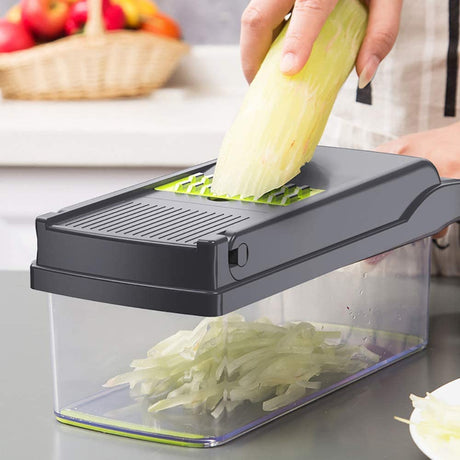 Vegetable Chopper,BRITOR Mandoline Slicer Cutter Chopper and Grater 14 in 1 Vegetable Slicer Potato Onion Chopper Veggie Chopper Dicer with Container (Gray)