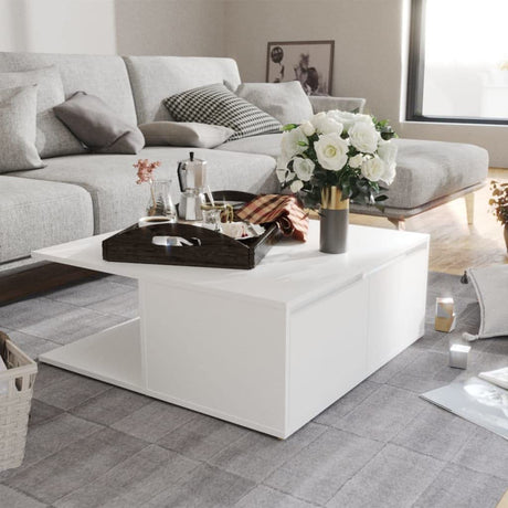 Coffee Table Home Indoor Living Room Storage Drawer Accent End Coffee Side Couch Center Table Furniture High Gloss Grey Chipboard