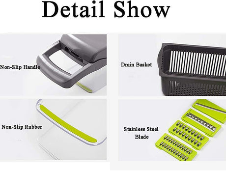 Vegetable Chopper,BRITOR Mandoline Slicer Cutter Chopper and Grater 14 in 1 Vegetable Slicer Potato Onion Chopper Veggie Chopper Dicer with Container (Gray)