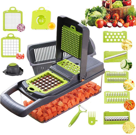 Vegetable Chopper,BRITOR Mandoline Slicer Cutter Chopper and Grater 14 in 1 Vegetable Slicer Potato Onion Chopper Veggie Chopper Dicer with Container (Gray)