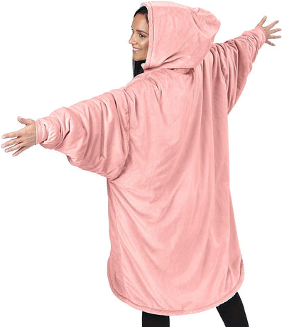 THE COMFY Original | Oversized Microfiber & Sherpa Wearable Blanket, Seen On Shark Tank, One Size Fits All Blush Adult