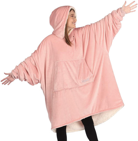 THE COMFY Original | Oversized Microfiber & Sherpa Wearable Blanket, Seen On Shark Tank, One Size Fits All Blush Adult