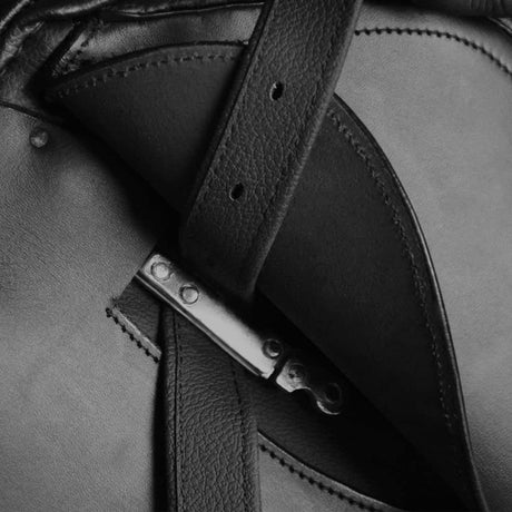 Horse Riding Saddle Set Real Leather 5-in-1 Black/Brown Multi Sizes Black 7.1” (18 cm)