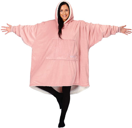 THE COMFY Original | Oversized Microfiber & Sherpa Wearable Blanket, Seen On Shark Tank, One Size Fits All Blush Adult